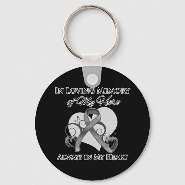 In Memory of My Hero - Brain Cancer Keychain (Front)