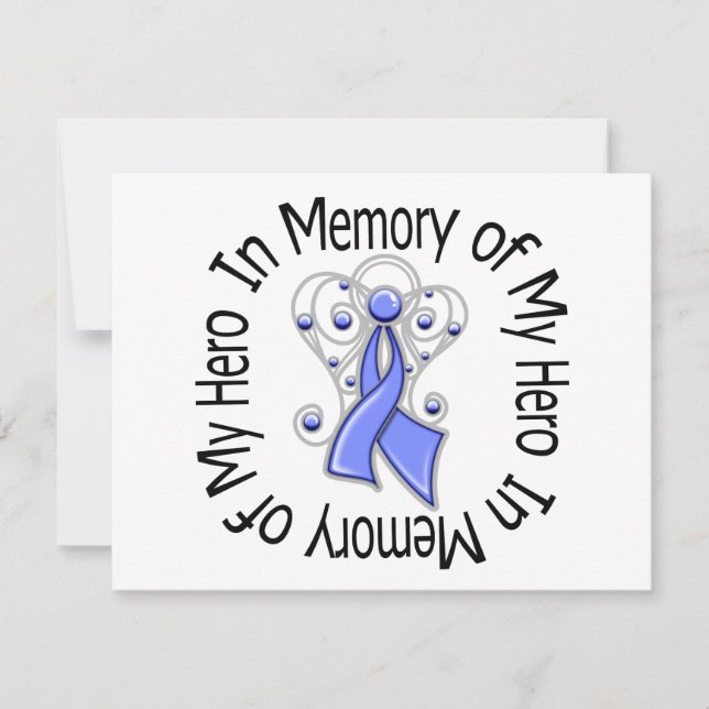 In Memory of My Hero Esophageal Cancer Angel Wings Invitation (Front)