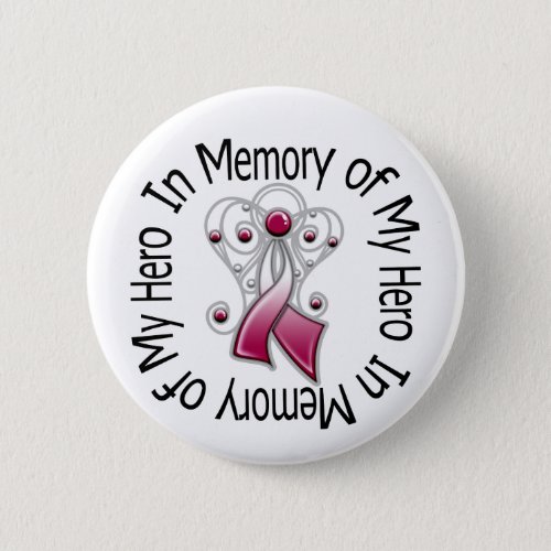 In Memory of My Hero Head Neck Cancer Angel Wings Pinback Button