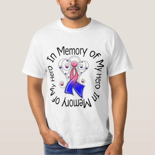 In Memory of My Hero Male Breast Cancer Angel Wing T_Shirt