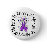In Memory of My Hero Pancreatic Cancer Angel Wings Pinback Button