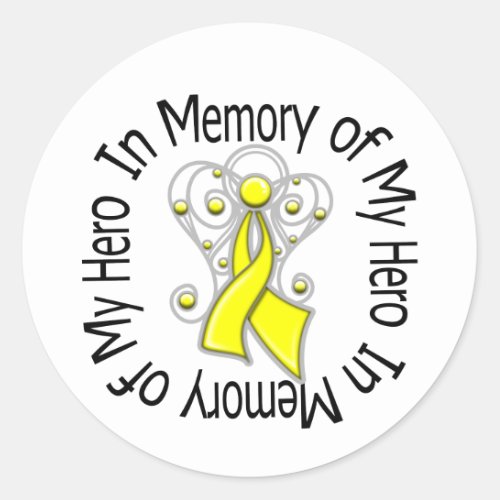 In Memory of My Hero Sarcoma Angel Wings Classic Round Sticker