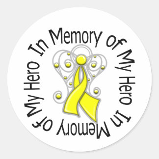 In Memory of My Hero Sarcoma Angel Wings Classic Round Sticker