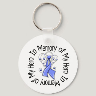 In Memory of My Hero Stomach Cancer Angel Wings Keychain