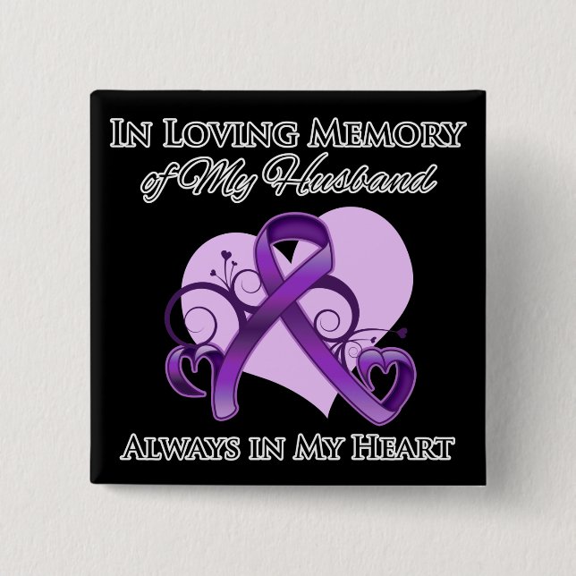 In Memory of My Husband - Pancreatic Cancer Button (Front)