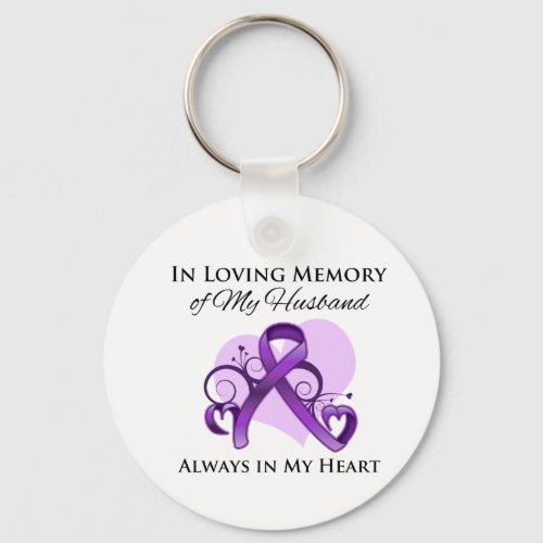In Memory of My Husband _ Pancreatic Cancer Keychain