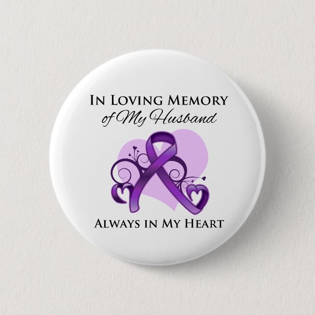In Memory of My Husband - Pancreatic Cancer Pinback Button (Front)