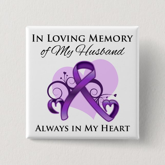In Memory of My Husband - Pancreatic Cancer Pinback Button (Front)