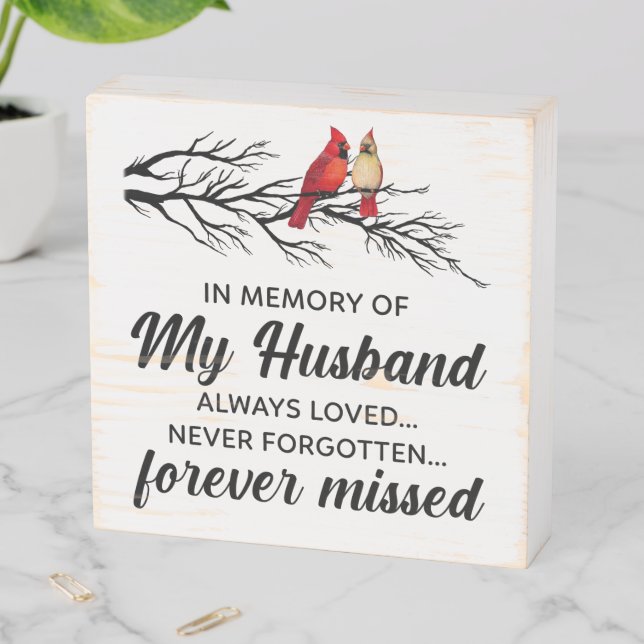 In Memory Of My Husband Wooden Box Sign (In Situ Horizontal)