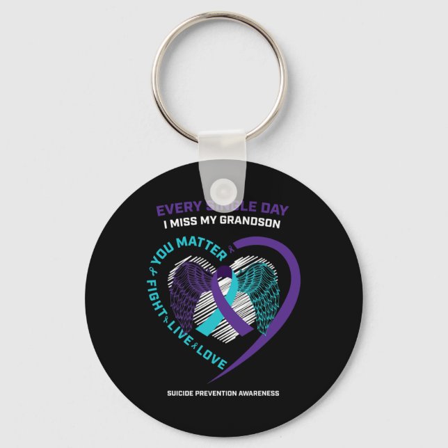 In Memory Of My Loving Grandson Suicide Prevention Keychain (Front)