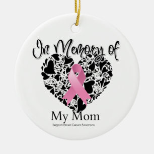 In Memory of My Mom - Breast Cancer Awareness Ceramic Ornament