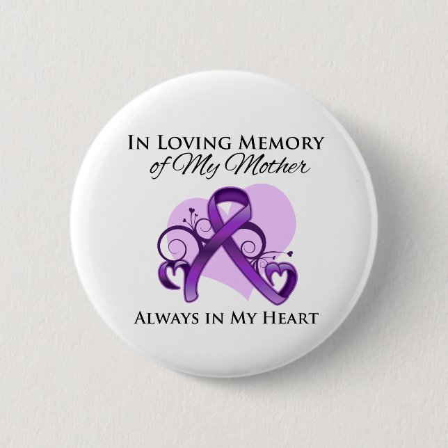 In Memory of My Mother - Pancreatic Cancer Button (Front)