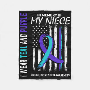 In Memory Of My Niece Suicide Awareness Prevention Fleece Blanket