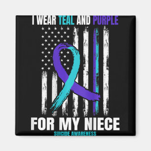 In Memory Of My Niece Suicide Awareness Usa Flag C Magnet