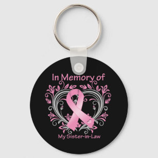 In Memory of My Sister-in-Law Breast Cancer Heart Keychain