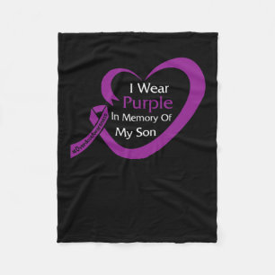 In Memory Of My Son Overdose Awareness Heart Ribbo Fleece Blanket