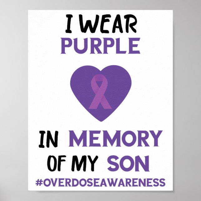 In Memory Of My Son Purple Ribbon Overdose Awarene Poster (Front)