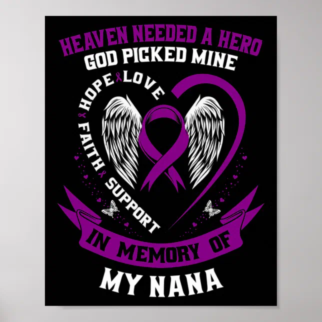 Memory Cancer Design In Memory Of Nana Pancreatic Cancer Awareness Memo Poster | Zazzle
