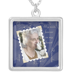 In Memory of Navy Blue Photo Necklace