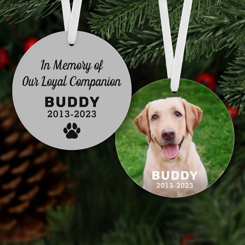 In Memory of Our Pet Dog Personalized Photo Ornament