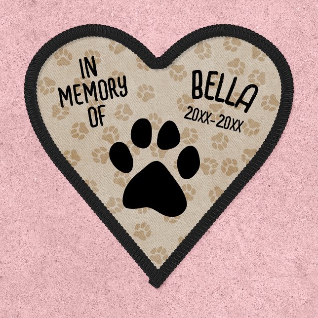 In Memory Of Personalized Paw Print Heart Iron On Patch (Creator Uploaded)