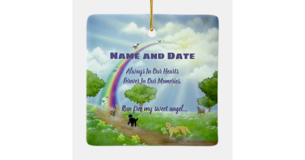 In Memory Of Pet Memorial Rainbow Bridge Ornament | Zazzle
