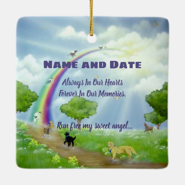 In Memory Of Pet Memorial Rainbow Bridge Ornament (Back)