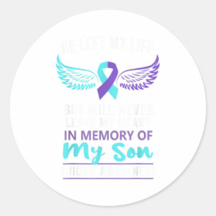 In Memory Of Son Suicide Awareness Prevention Classic Round Sticker