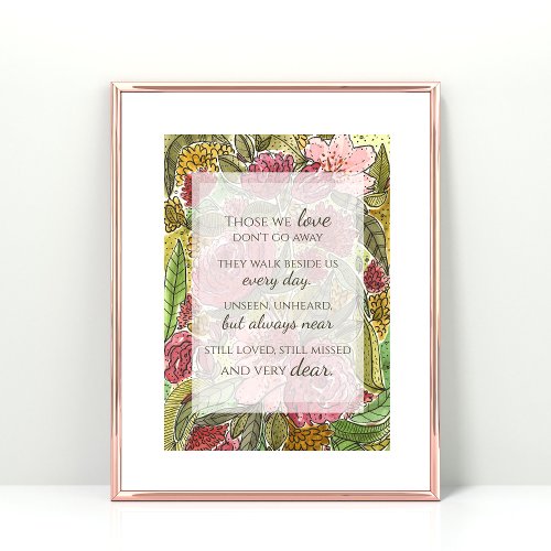 In Memory Of Watercolor Floral Sympathy Frameable