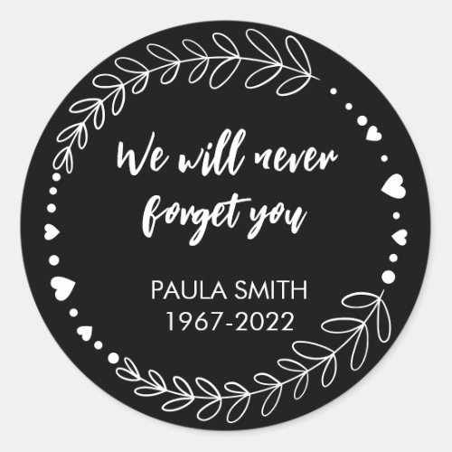 In Memory Of We will never forget you Classic Rou Classic Round Sticker