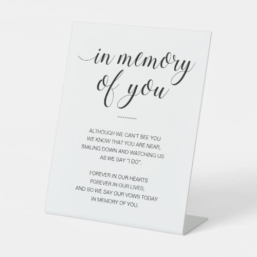 In Memory Of You Poem Memorial Wedding Pedestal Sign