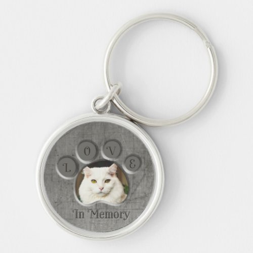 In Memory Paw Print Pet Button Keychain