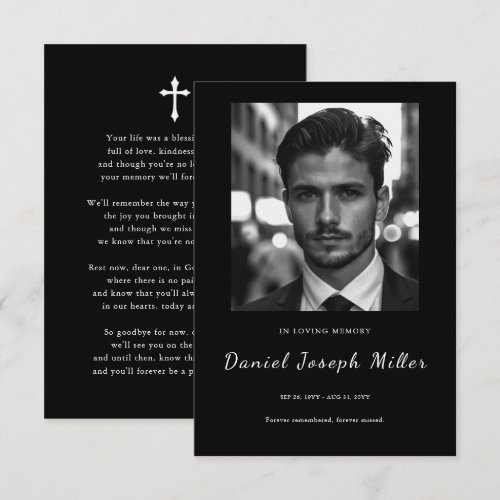 In Memory Photo Funeral Memorial Prayer Cards
