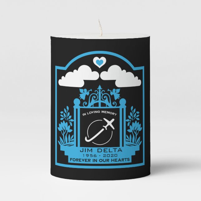 In Memory Pilot Funeral Gift Pillar Candle (Front)