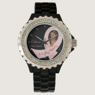 In Memory Pink Ribbon Photo Template Watch
