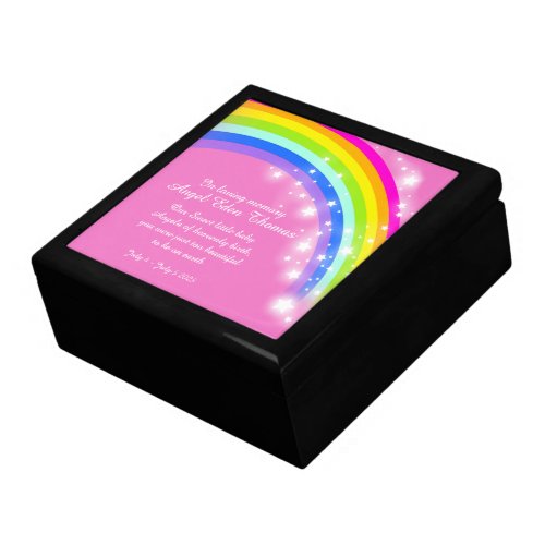 In memory rainbow baby girl pink keepsake box