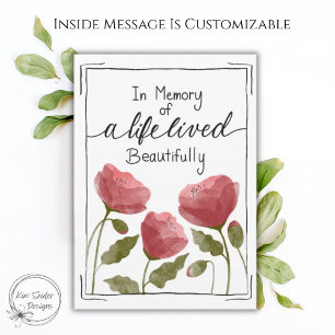 "In Memory..." Red Watercolor Poppies Sympathy Card