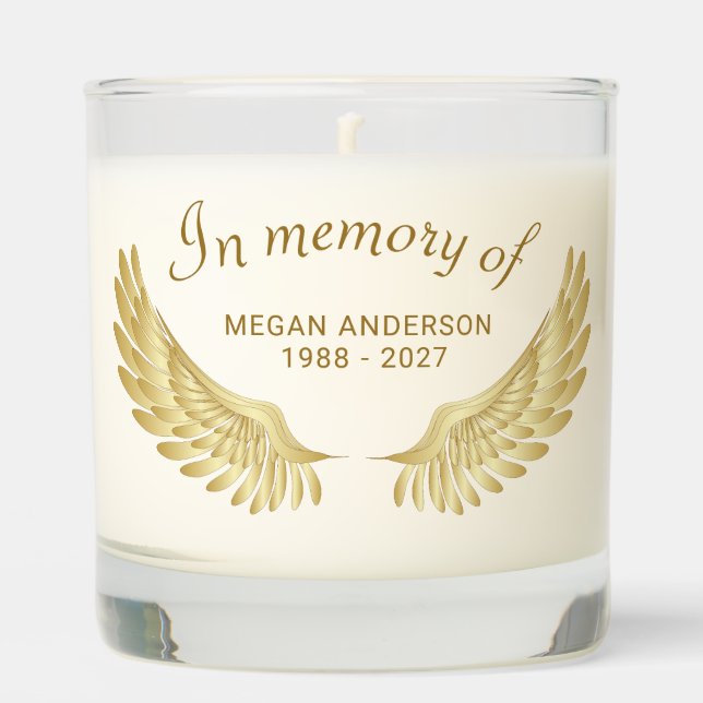 In Memory Remembrance Memorial Wings  Scented Candle (Front)