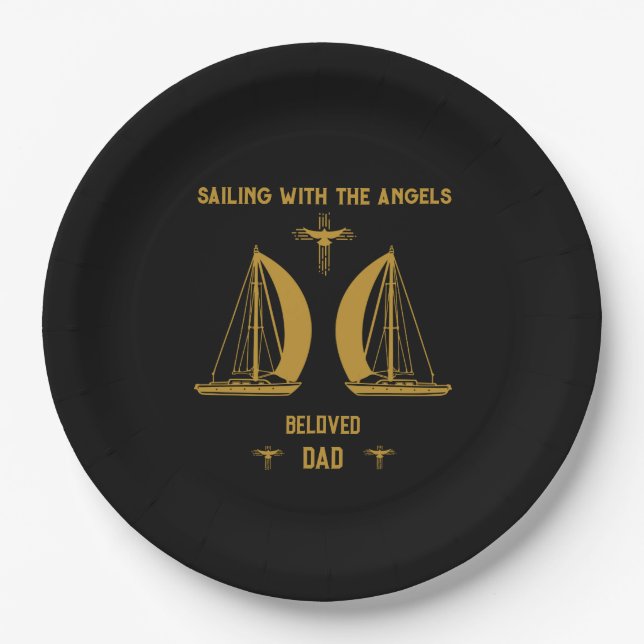 In Memory Sailer Boater Funeral Paper Plates (Front)