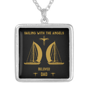 In Memory Sailer Boater Funeral Silver Plated Necklace