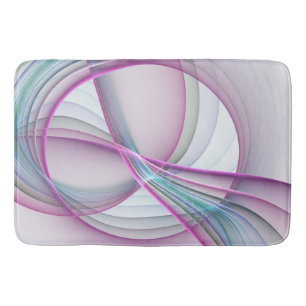 In Motion, Modern Abstract Colorful Fractal Art Bath Mat