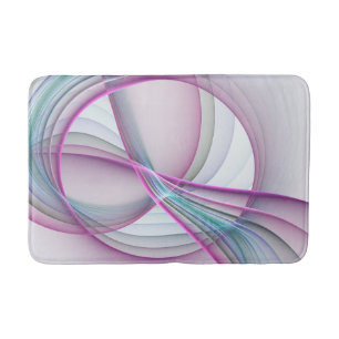 In Motion, Modern Abstract Colorful Fractal Art Bath Mat