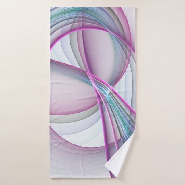 In Motion, Modern Abstract Colorful Fractal Art Bath Towel (Bath Towel)
