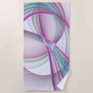 In Motion, Modern Abstract Colorful Fractal Art Beach Towel