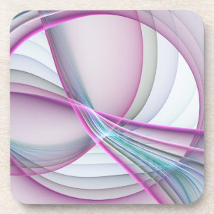 In Motion, Modern Abstract Colorful Fractal Art Beverage Coaster