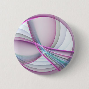 In Motion, Modern Abstract Colorful Fractal Art Button