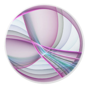 In Motion, Modern Abstract Colorful Fractal Art Ceramic Knob