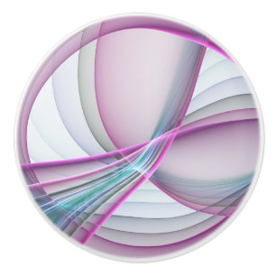 In Motion, Modern Abstract Colorful Fractal Art Ceramic Knob