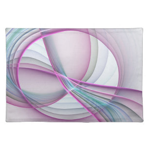 In Motion, Modern Abstract Colorful Fractal Art Cloth Placemat