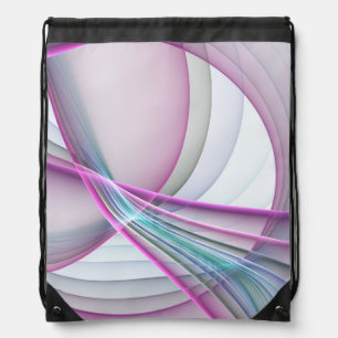 In Motion, Modern Abstract Colorful Fractal Art Drawstring Bag